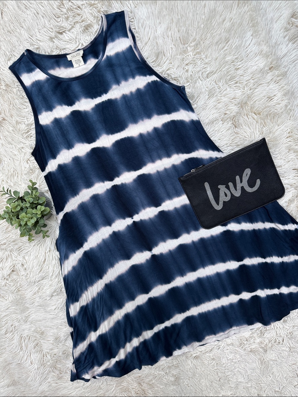 Yelete Tie-Dye Tank Dress 💗 Navy & White
